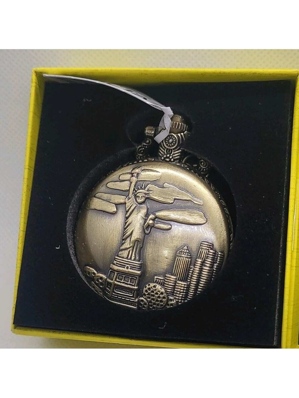 149 Invicta Bronze Statue of Liberty Pocket Watch with Chain, Original Box